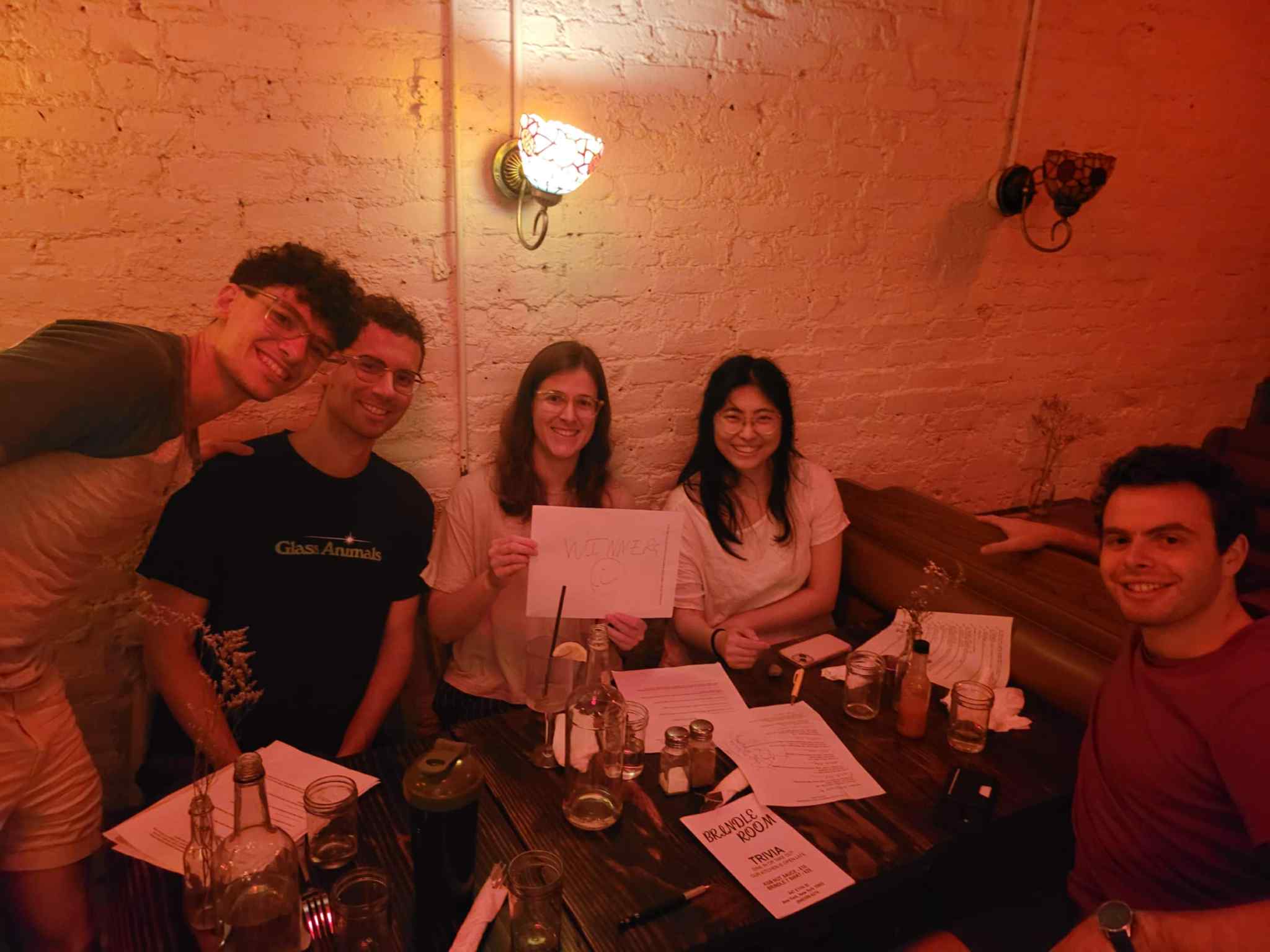 Packed trivia night at the bar